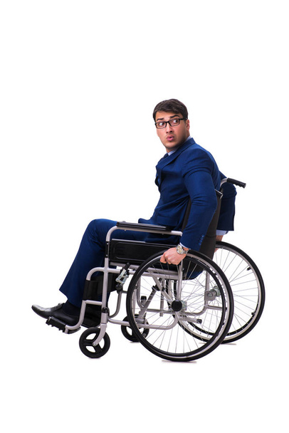 Zakenman met rolstoel geïsoleerd op witte achtergrond - Foto, afbeelding
