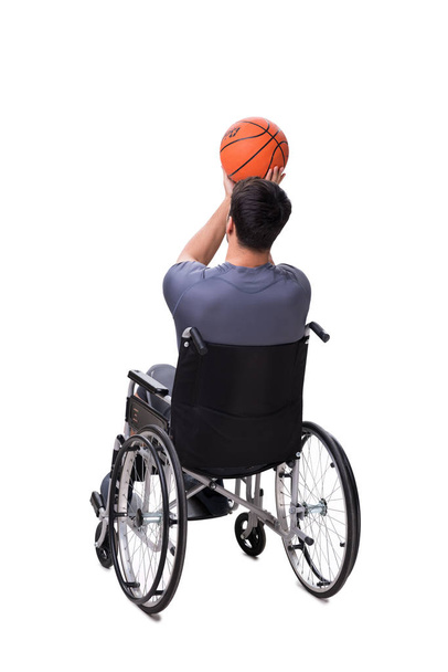 Basketball player recovering from injury on wheelchair - Foto, imagen
