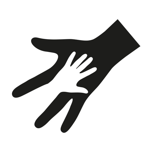 Helping hands.The woman's hand with a child's hand on a white background - Διάνυσμα, εικόνα