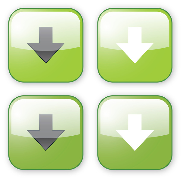 矢印ダウンロード緑色のボタン アイコン - ベクター画像