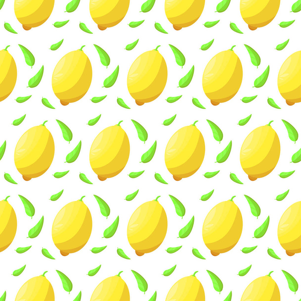 Seamless background of citrus fruits. Pattern of lemons. - Vector, afbeelding