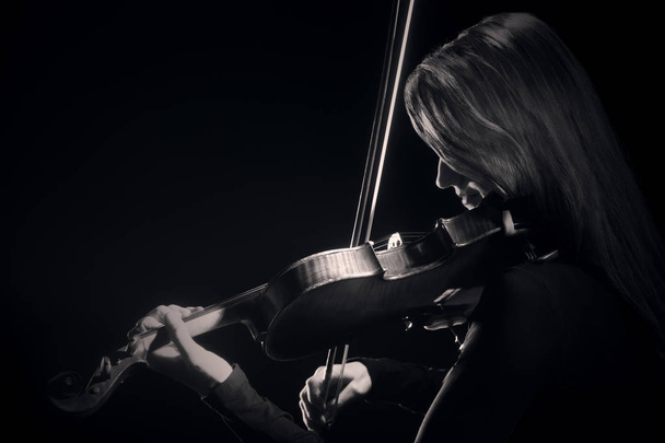 Violin player. Violinist classical musician playing violin music instrument. - Fotoğraf, Görsel