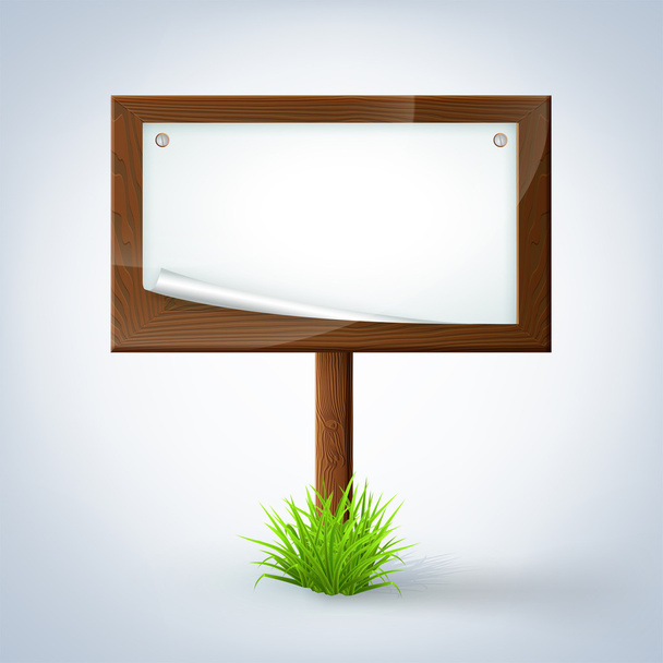 Wooden sign in grass - Vector, Image
