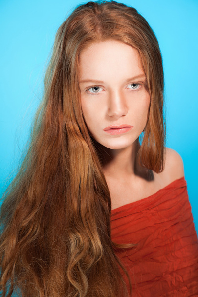 Fashion beauty portrait of woman with red hair. - Zdjęcie, obraz