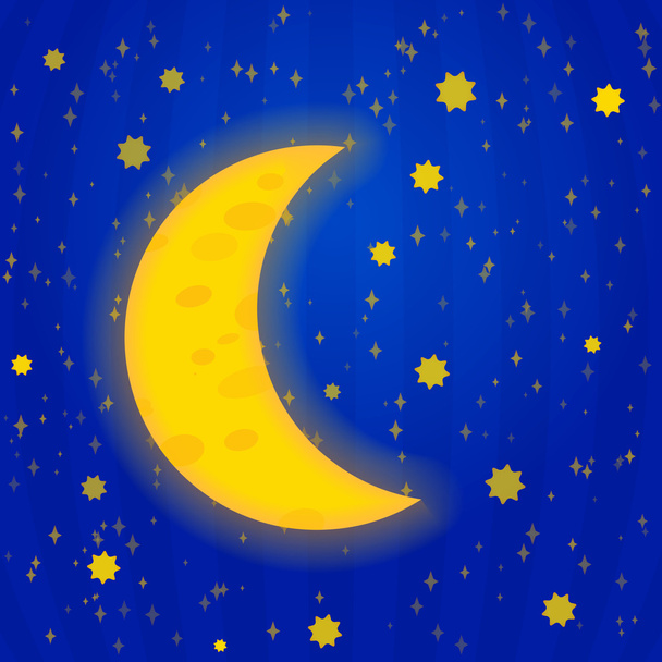 Лунная ночь - векторная иллюстрация
 - Вектор,изображение