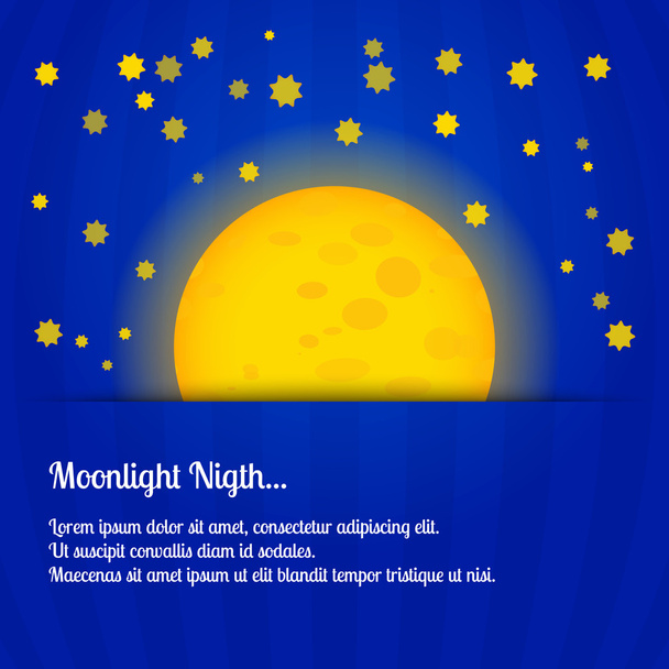 Moonlight gece - vektör çizim - Vektör, Görsel