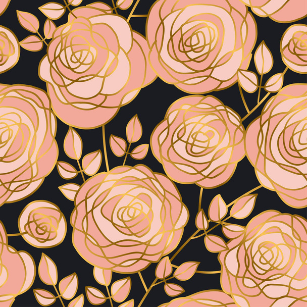 Elegant luxury rose flowers seamless pattern.  - Vektor, Bild