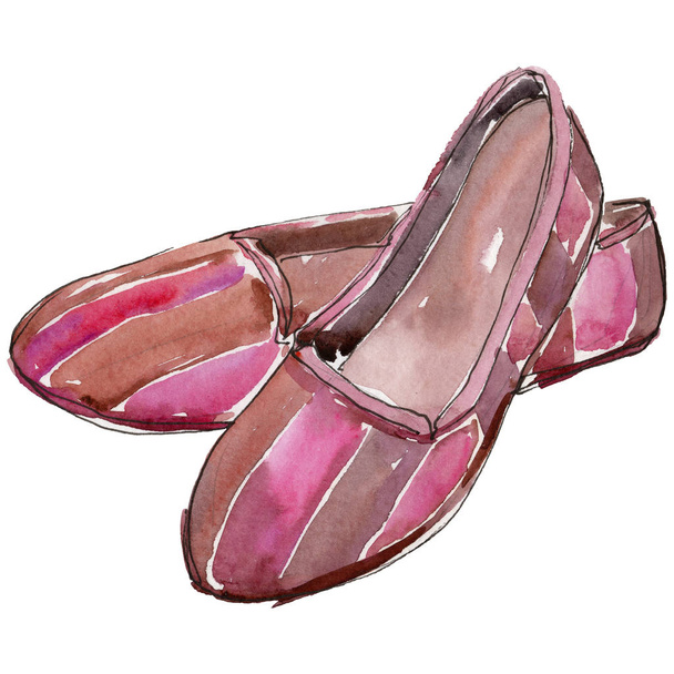 Chaussures croquis rose illustration glamour de mode dans un style aquarelle isolé. Accessoires ensemble tenue vogue à la mode. Croquis de mode Aquarelle pour fond, texture, motif d'emballage, cadre ou bordure
. - Photo, image