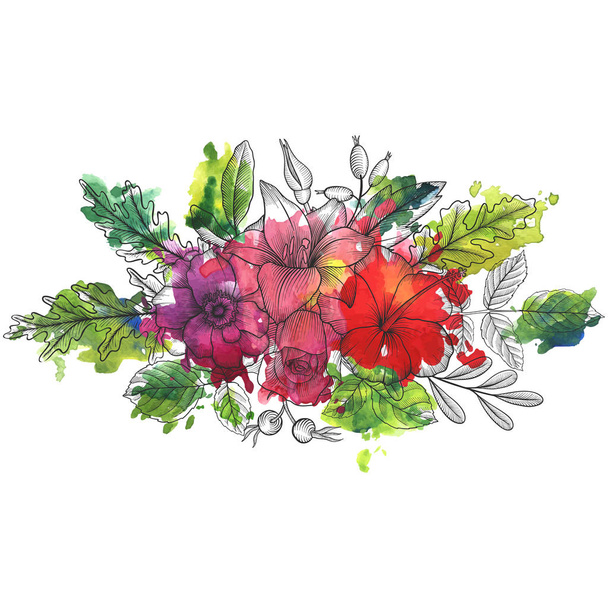 vintage vector floral composition - Vecteur, image