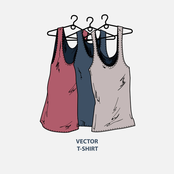 Vector illustration of grunge women's t-shirts. - Vector, Image