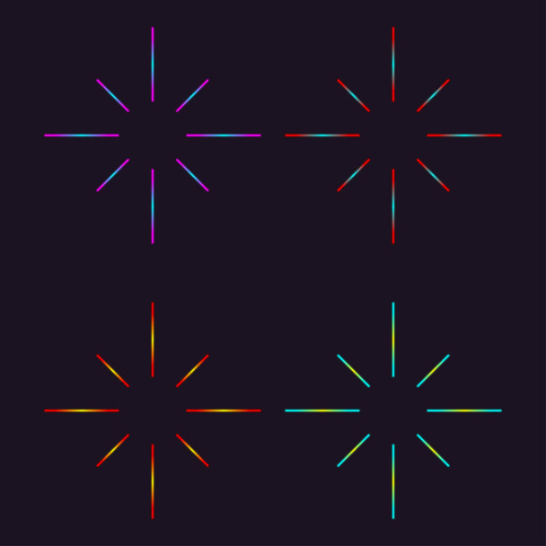 Елемент хіпстера, неонові барвисті ізольовані промені, вибух сонця, вибух інтерфейсу
 - Вектор, зображення