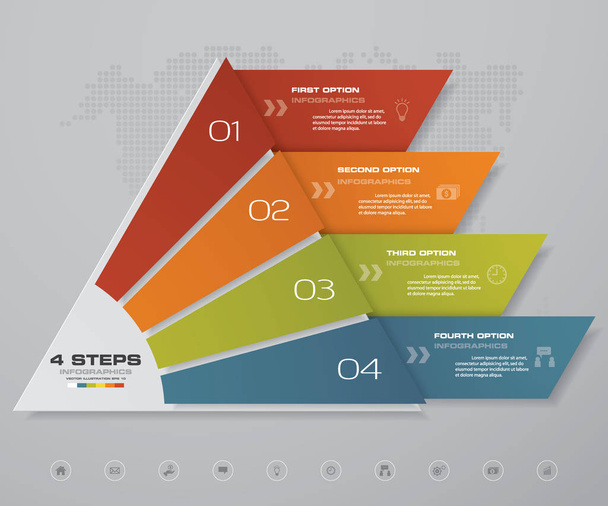 4 steps pyramid with free space for text on each level. infographics, presentations or advertising. EPS10. - Vector, Imagen