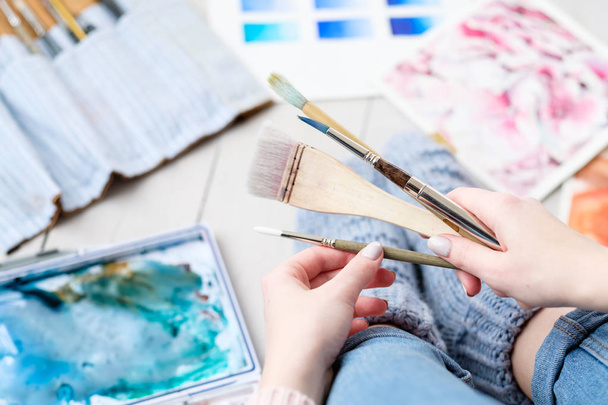 painting hobby artful talent watercolor drawing - Foto, imagen
