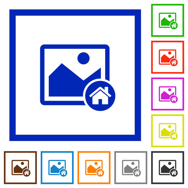 Imagen predeterminada iconos de color plano en marcos cuadrados sobre fondo blanco
 - Vector, Imagen