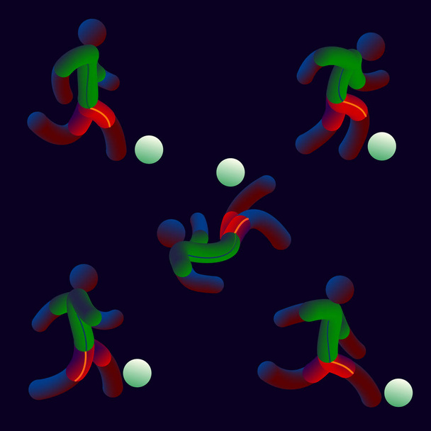 wektor ilustracja w piłce nożnej zespół styl neon light piłka nożna Piłka nożna gracz neon z koncepcja jednolitych zestawy Kamerun - Wektor, obraz