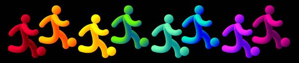красочные векторные иллюстрации Футболист дизайн команды легкого футболиста неоновые трубки концепция набор пиктограмм
 - Вектор,изображение