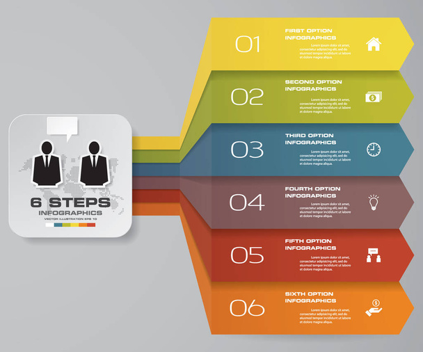 6 adımlar modern Infografics şablonu. Sununuz için. EPS 10. - Vektör, Görsel