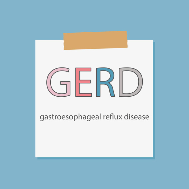 GERD Gastroesophageal Reflux Disease written in a notebook paper - Vector, Image