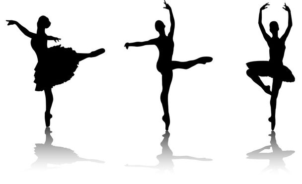 Ballet dancers silhouettes - Vector, Image