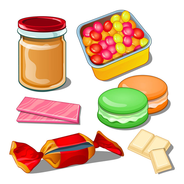 Sweet isolated on a white background. Colorful confections the best gift for the sweet tooth. Vector illustration. - Vektor, Bild