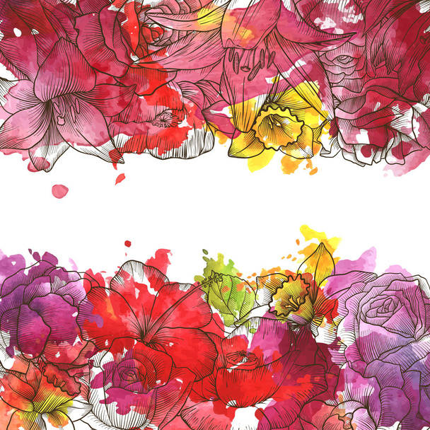 vintage vector floral background - Vector, imagen