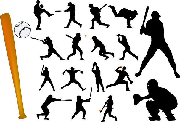 Coleção de jogadores de beisebol
 - Vetor, Imagem