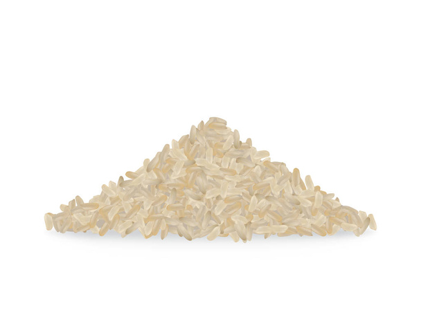 Pile of Raw Realistic Vector Rice Isolated on White Background - Vector, Image