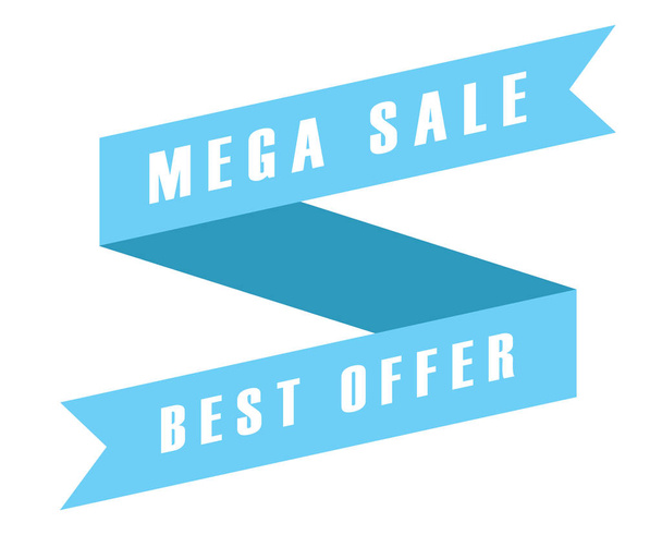 mega sale best offer blue tag ribbon banner icon on white background. mega sale best offer banner sign. sale banner template design. - Photo, Image