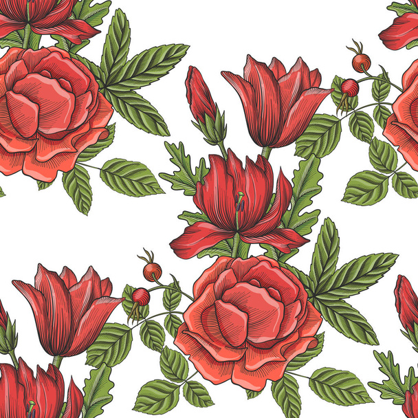 vintage vector floral seamless pattern - Vektor, kép