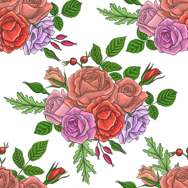 ヴィンテージベクトル花シームレスパターン - ベクター画像