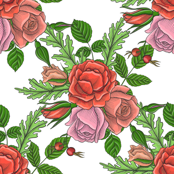 vintage vector floral seamless pattern - ベクター画像