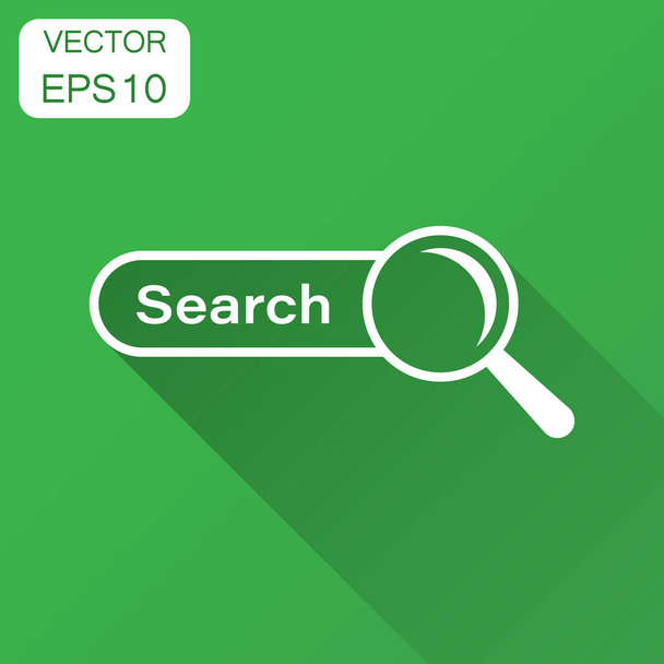 Search bar vector ui element icon in flat style. Search website form illustration field. Find search business concept with long shadow. - Vector, Image