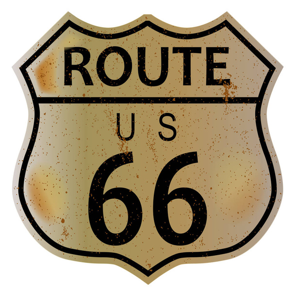 Bardzo stare route 66 Kupczenie znak na białym tle i legendy Route 66 nas - Wektor, obraz