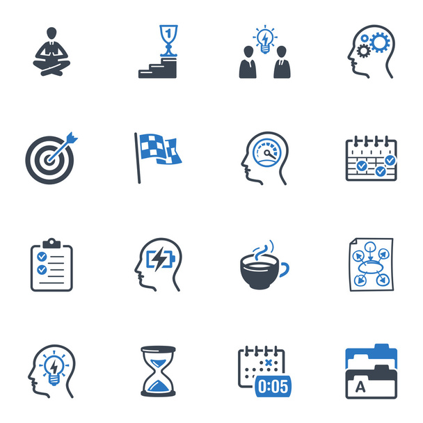 Ícones produtivos no trabalho - Série azul
 - Vetor, Imagem