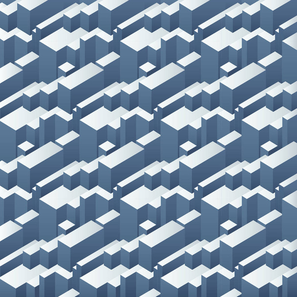 Vector seamless isometric pattern, 3d abstract rectangle cubes background. Simple geometric city imitation. - Vektör, Görsel