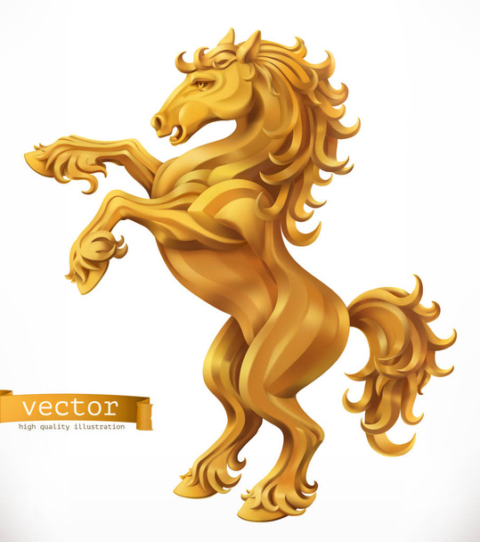 Caballo, emblema de oro. icono de vector 3d
 - Vector, Imagen