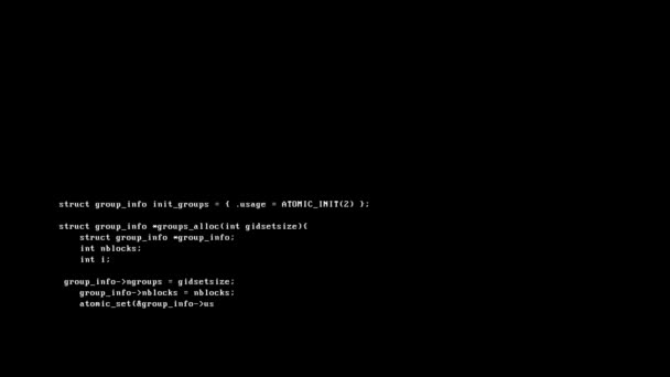 Ejecución de virus informáticos, texto blanco contra un fondo negro
 - Metraje, vídeo
