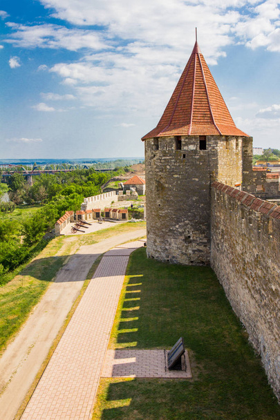Old fortress on the river Dniester in town Bender, Transnistria. City within the borders of Moldova under of the control unrecognized Transdniestria Republic in summer sunny day. - Photo, Image