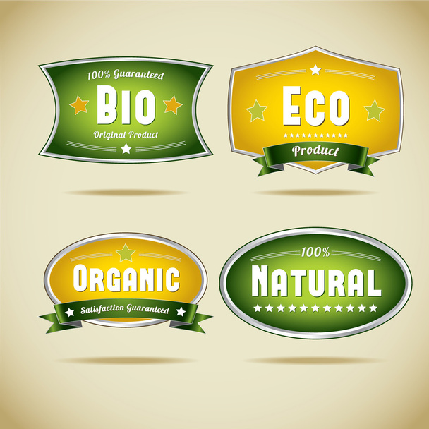 organik etiket koleksiyonu - Vektör, Görsel
