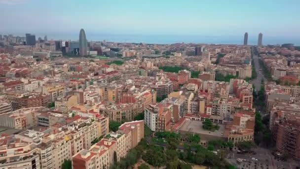zomer dag barcelona stadsgezicht luchtfoto panorama 4k Spanje - Video