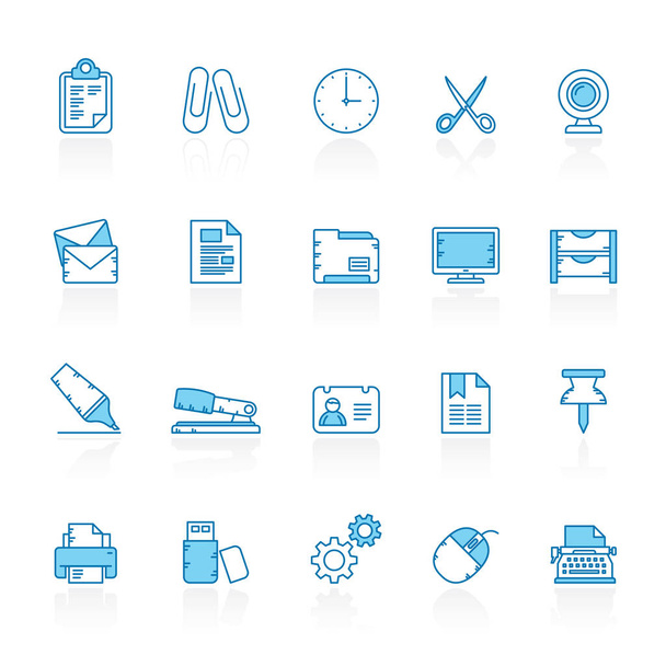 Line with blue background Business and office Equipment Icons - vector icon set 2 - ベクター画像