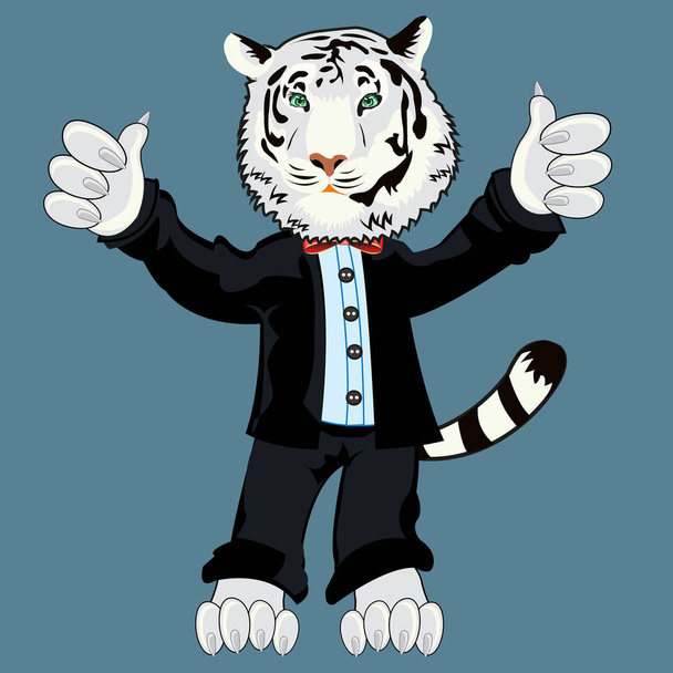 Tiger albino in suit - Vector, Image