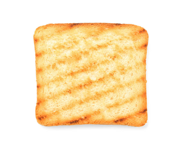 Tasty toasted bread on white background, top view - Photo, Image