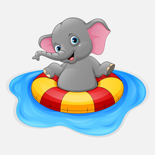 Elefante con anillo inflable
 - Vector, Imagen