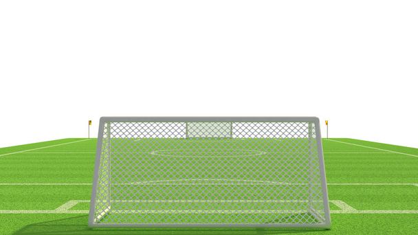3d illustration of  a soccer field - Фото, изображение