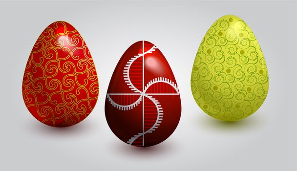 Fein bemalte Eier für Ostern - Vektor, Bild