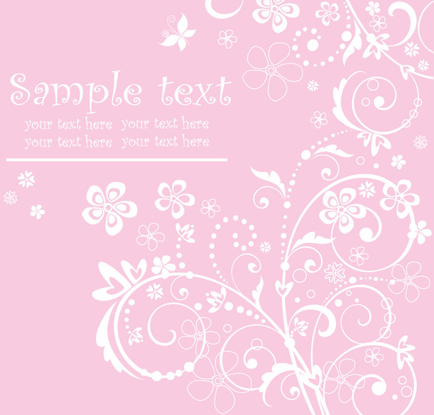 Pink greeting floral card - Vector, afbeelding
