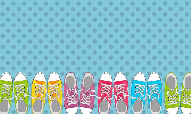 Pair of shoes on color background in Pop Art Style Vector Illustration - Vector, Image