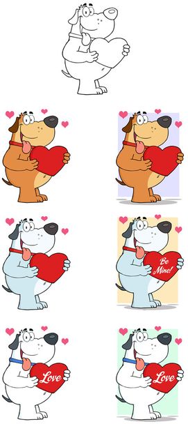 pes drží Valentýnské srdce kolekce - Fotografie, Obrázek