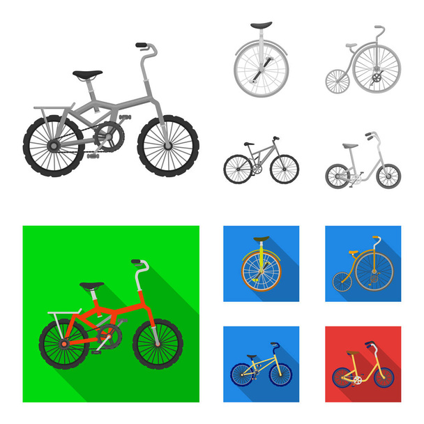 Retrò, monociclo e altri tipi. Diverse biciclette set icone di raccolta in monocromatico, stile piatto vettore simbolo stock illustrazione web
. - Vettoriali, immagini